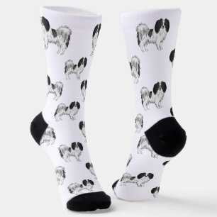 Phalène Pattern In Black And White Colour Dog Love Socks
