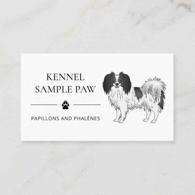 Phalène With Black Details Dog Kennel And Breeder Business Card (Front)