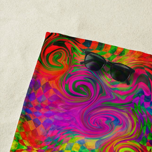[Phantasmagoria] Warped Swirling Colours Beach Towel (In Situ)