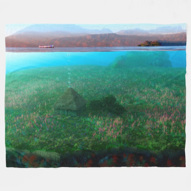 Phantastes: The Island Cottage Fleece Blanket (Front (Horizontal))