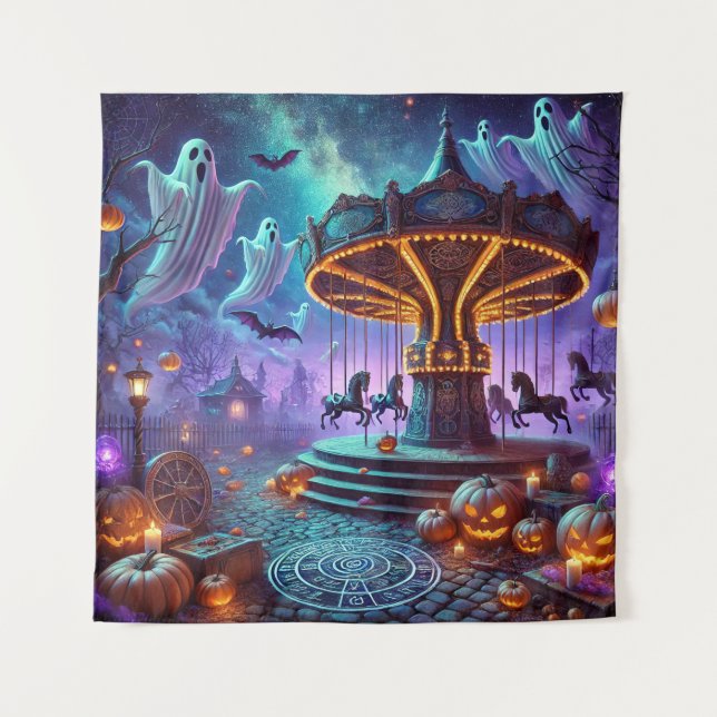 Phantom Carousel Halloween Tapestry (Front)
