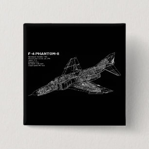 Phantom Fighter Jet (Supersonic Aircraft) Pilot 2 Inch Square Button