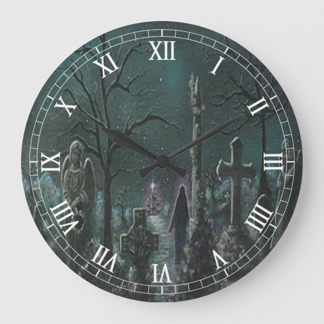 Phantom Graveyard Round Roman Numerals Clock (Front)