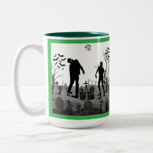 Phantom Lantern Night kelly green Two-Tone Coffee Mug