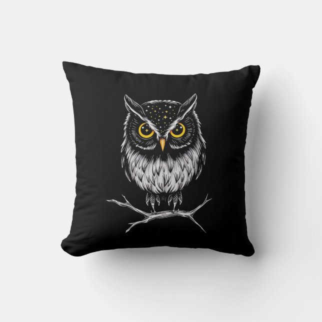Phantom Owl Minimalist Throw Pillow (Front)