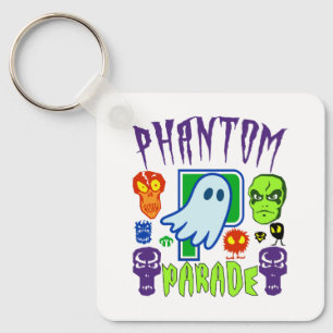 Phantom parade spooky ghost skull design keychain