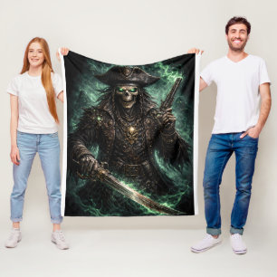 Phantom Pirate Skull – Dark Fantasy Reaper Fleece Blanket