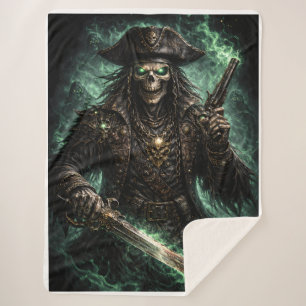 Phantom Pirate Skull – Dark Fantasy Reaper Fleece Sherpa Blanket