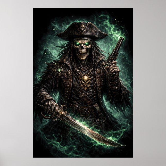 Phantom Pirate Skull – Dark Fantasy Reaper Poster (Front)
