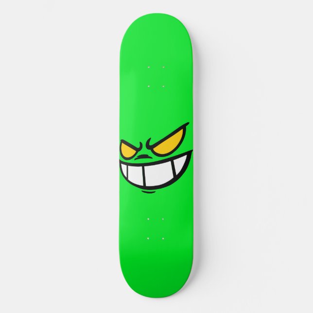 Phantom Smile™ Bright Green Skateboard Deck (Front)