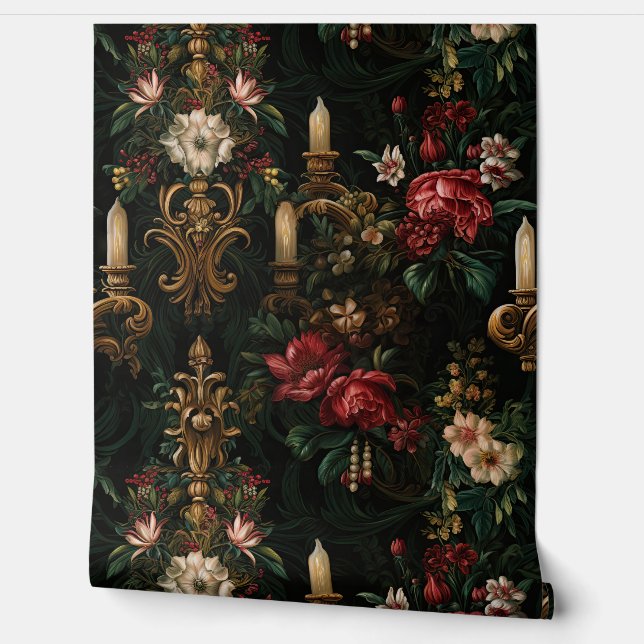 Phantom Yuletide Elegance Botanical Wallpaper (Unrolling)