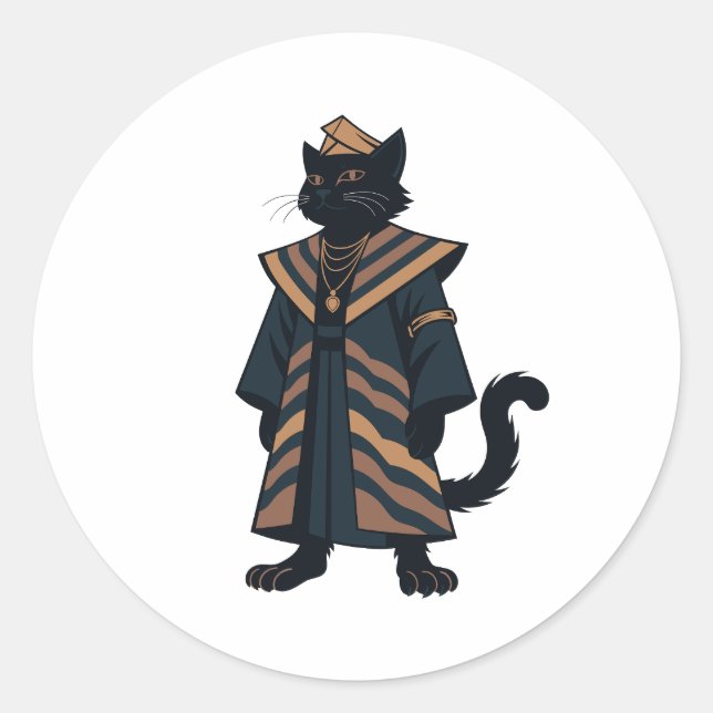 Pharaoh Black Cat Folk Art Sticker (Front)