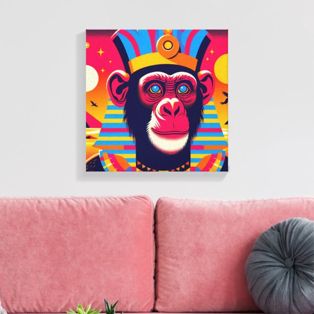 Pharaoh Chimpanzee Tut 2 Canvas Print (Insitu(LivingRoom))