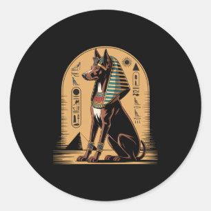 Pharaoh Hound Ancient Egyptian King Portrait Long  Classic Round Sticker