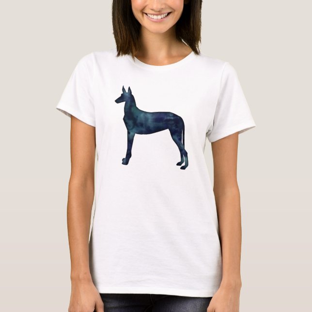 Pharaoh Hound Black Watercolor Silhouette T-Shirt (Front)