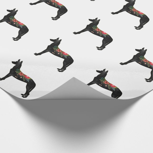 Pharaoh Hound Dog Breed Bohemian Floral Saddle Wrapping Paper (Corner)