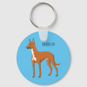 Pharaoh hound dog cartoon illustration keychain