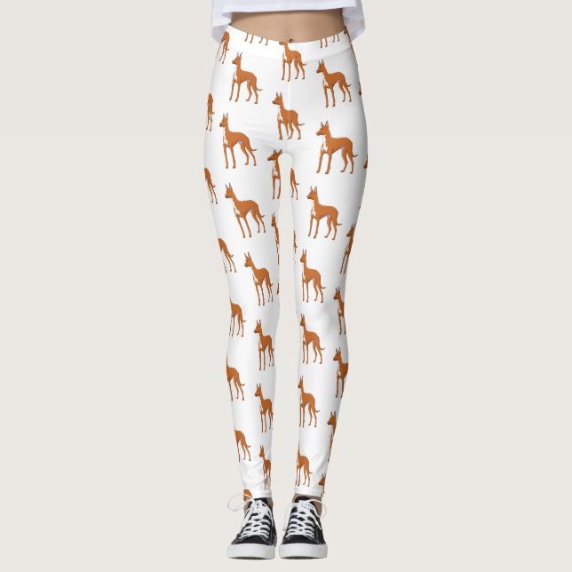 Pharaoh hound dog cartoon illustration leggings (Front)