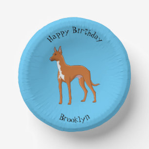 Pharaoh hound dog cartoon illustration paper plate