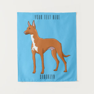 Pharaoh hound dog cartoon illustration tapestry