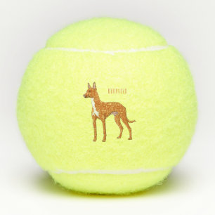 Pharaoh hound dog cartoon illustration  tennis balls