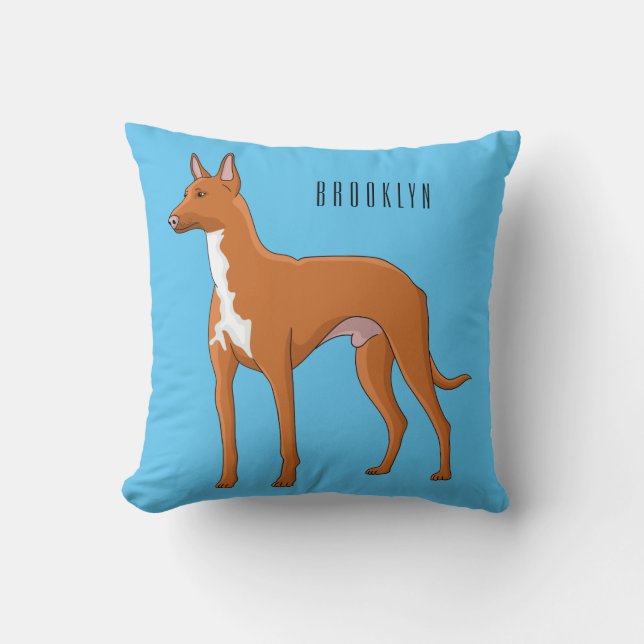 Pharaoh hound dog cartoon illustration throw pillow (Front)