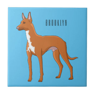 Pharaoh hound dog cartoon illustration tile