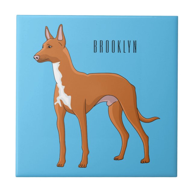 Pharaoh hound dog cartoon illustration tile (Front)