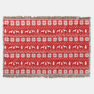 Pharaoh Hound Dog Silhouettes Christmas Pattern Throw Blanket