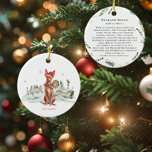 Pharaoh Hound Dog Watercolor Monogram Ceramic Ornament