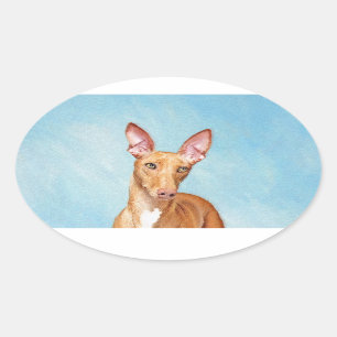 Pharaoh Hound Painting - Cute Original Dog Art Oval Sticker