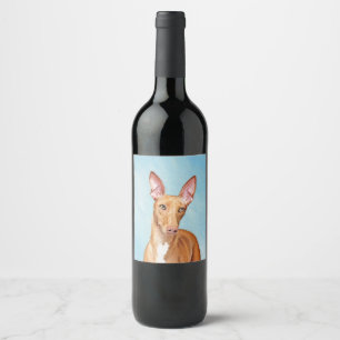Pharaoh Hound Painting - Cute Original Dog Art Wine Label