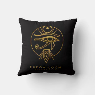Pharaoh-Inspired Egyptian Logo – Bold Ancient Styl Throw Pillow