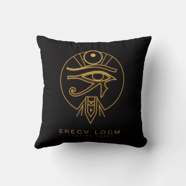 Pharaoh-Inspired Egyptian Logo – Bold Ancient Styl Throw Pillow (Back)