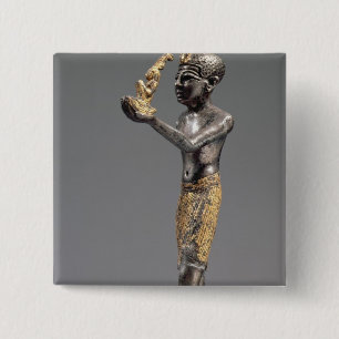 Pharaoh making an offering before the Goddess Maat 2 Inch Square Button