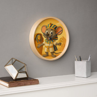 Pharaoh Mouse Wall Clock | Cartoon Egyptian Pyrami