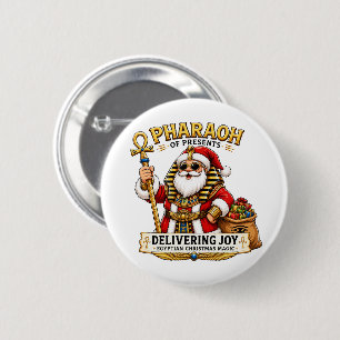 Pharaoh of Presents Egyptian Christmas Santa 2 Inch Round Button