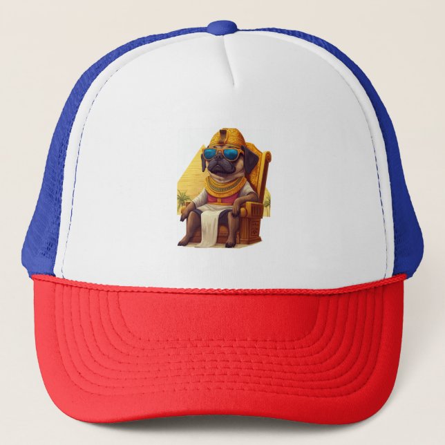 Pharaoh Pug – Ancient Egypt Dog Trucker Hat (Front)