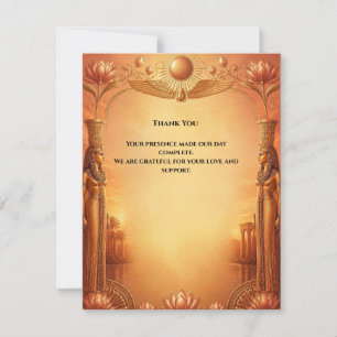 Pharaoh Thank You Card Egyptian Gold & Blue