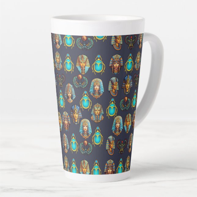 Pharaoh's Legacy: Antique Egyptian Patterns  Latte Mug (Right Angle)