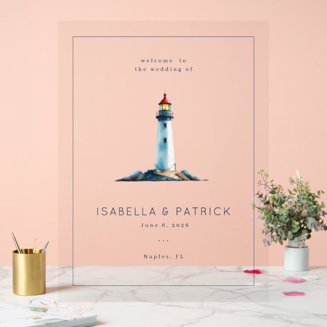 Phare à l'aquarelle gris serein (Mariage)