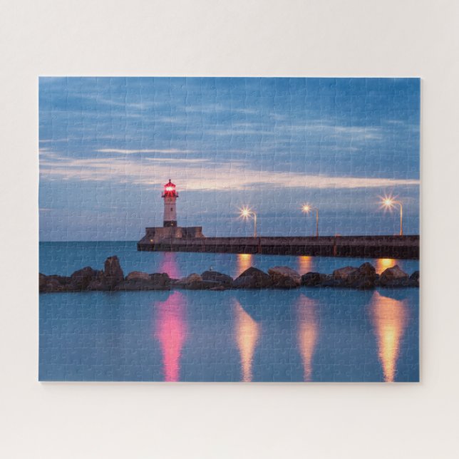 Phare au lever du soleil puzzle photo (Horizontal)