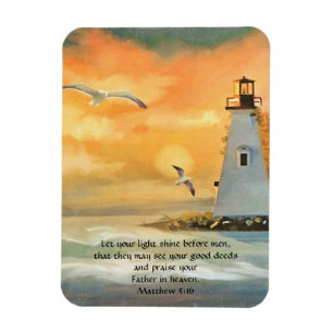 Phare coucher de soleil Bible Verse Magnet