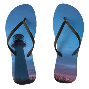 phare coucher de soleil flip flops