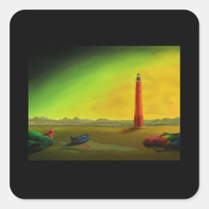 Phare dans un autocollant stérile de paysage