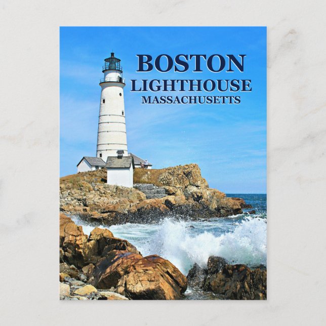 Phare de Boston, carte postale du Massachusetts (Devant)