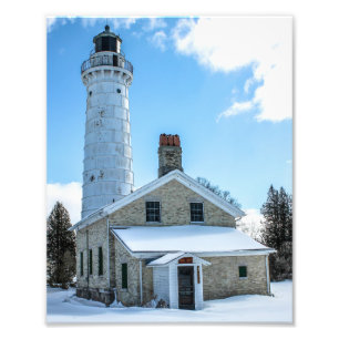 Phare de Cana Island en hiver Photographie Imprime