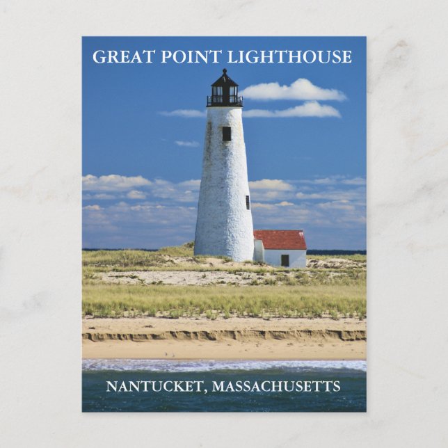 Phare de Great Point, Nantucket, carte postale MA (Devant)