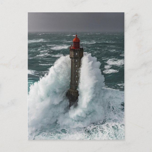 Phare de la Jument tempête Finistère France Postcard (Front)