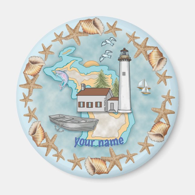 Phare de Michigan Shells  aimant (Devant)